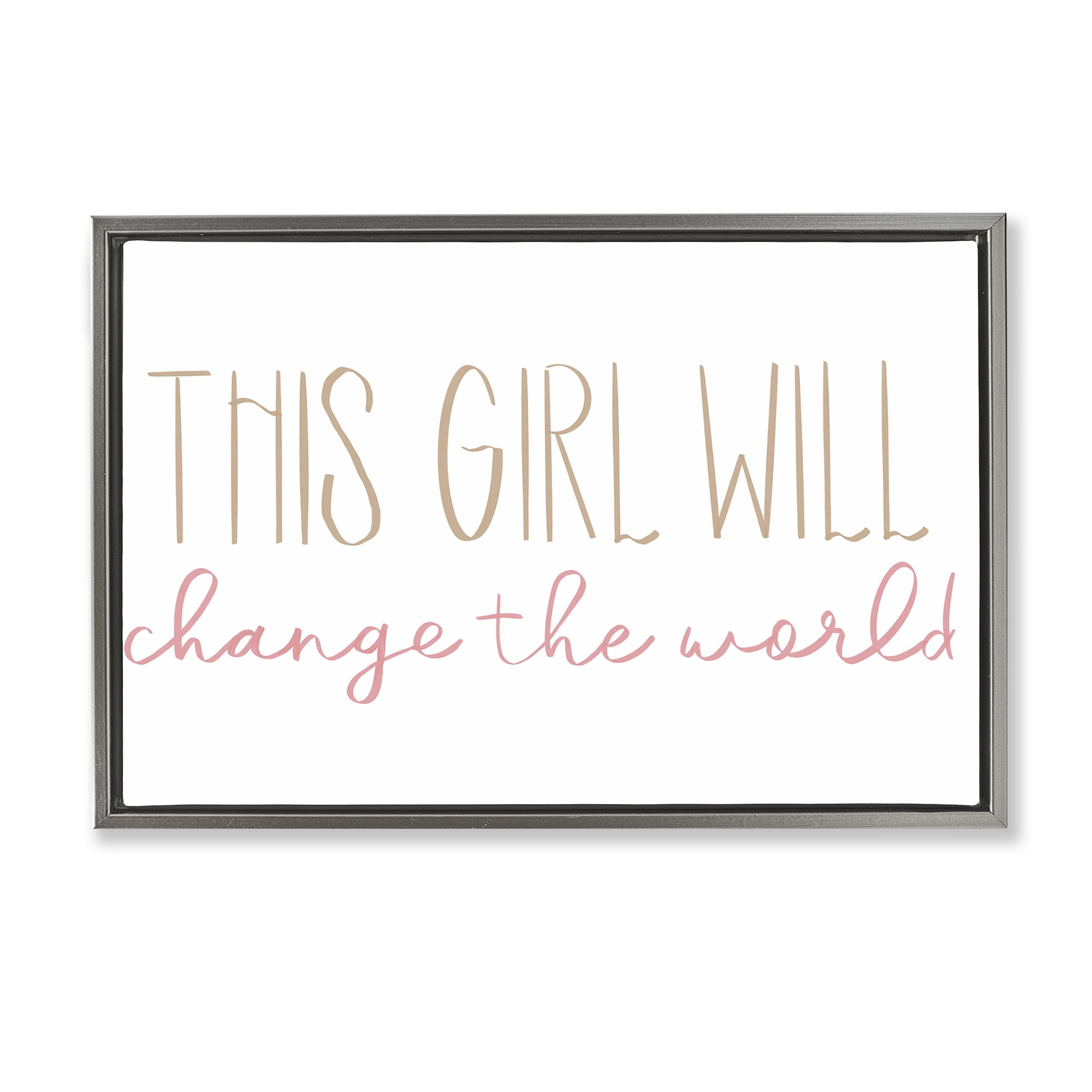 Stupell Industries Change The World Typography Painting Gray Floater Framed Art Print Wall Art, 31 x 21