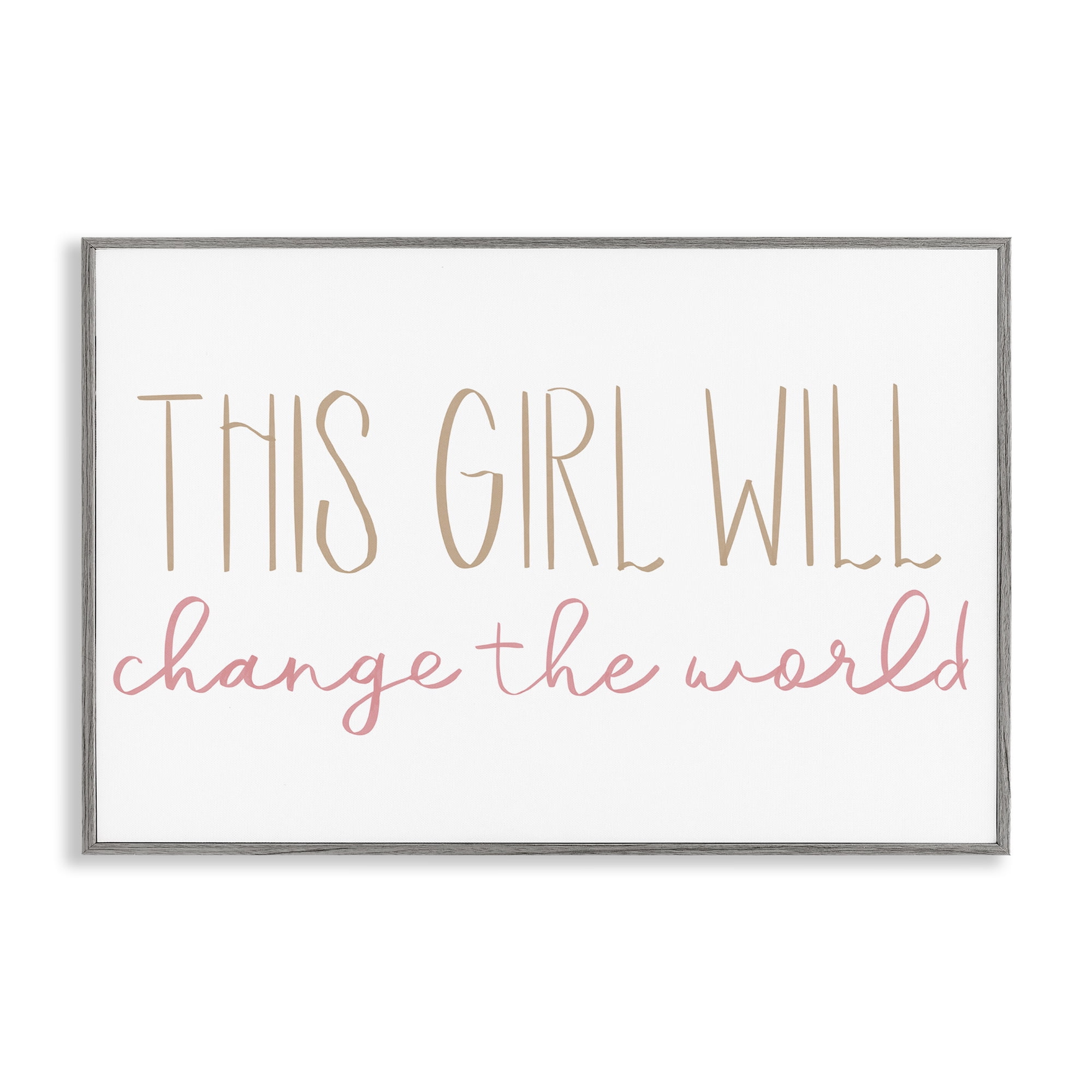 Stupell Industries Change The World Typography Painting Gray Framed Art Print Wall Art, 30 x 20