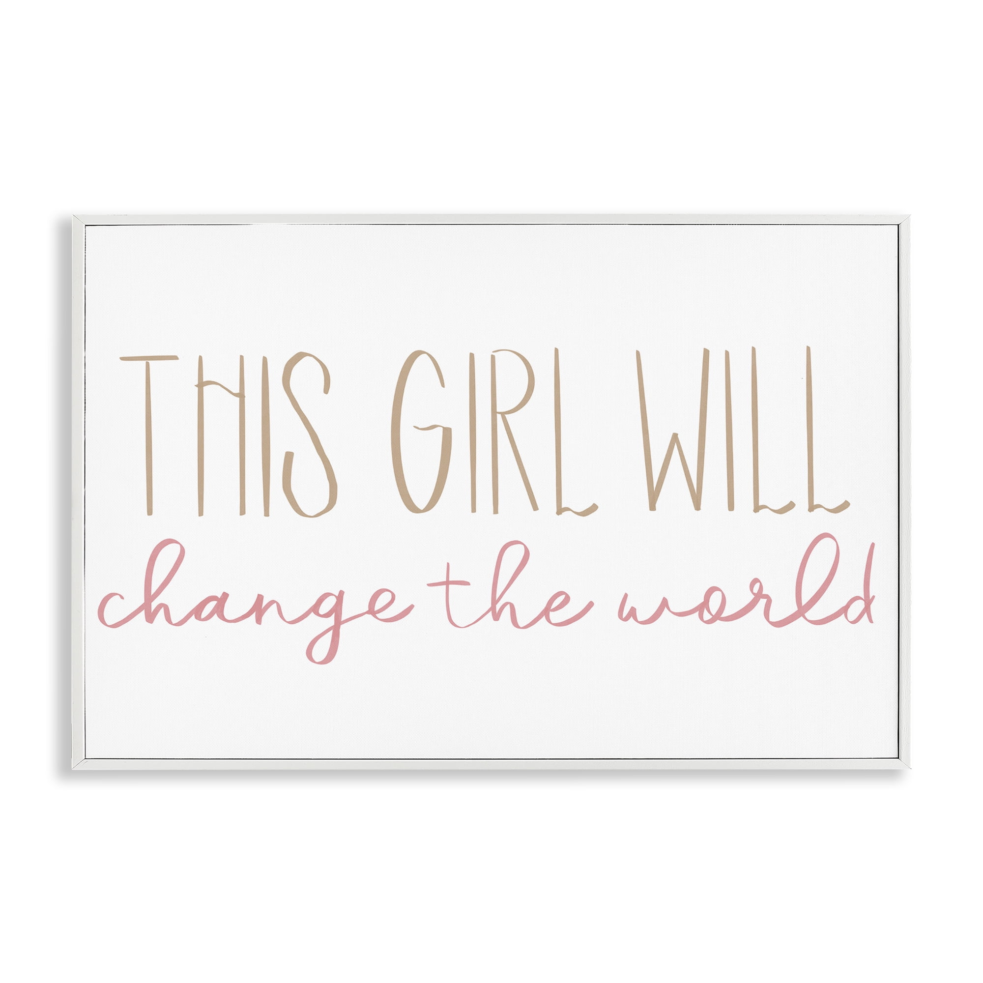Stupell Industries Change The World Typography Painting White Framed Art Print Wall Art, 24 x 16