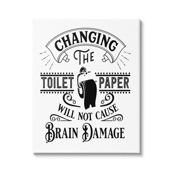 Stupell Industries Change Toilet Paper Vintage Style Humor Typography Graphic Art Gallery Wrapped Canvas Print Wall Art, Design by Lettered and Lined