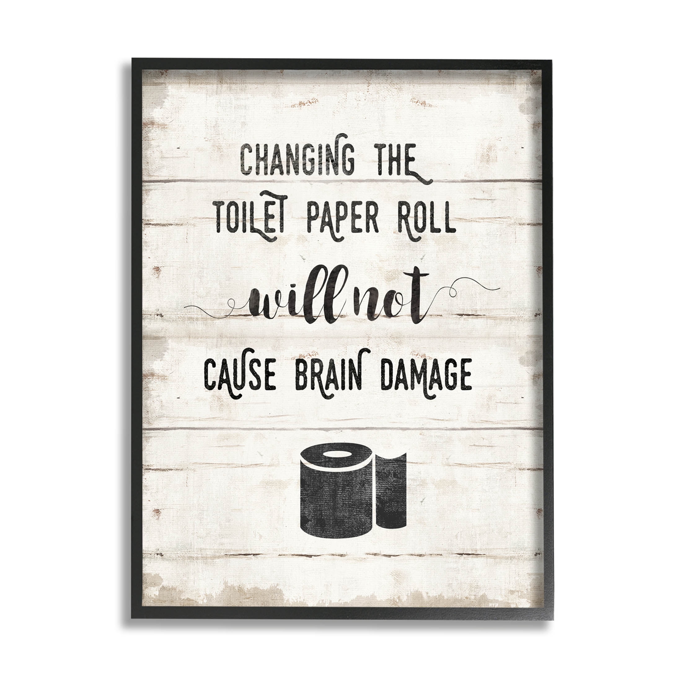 Stupell Industries Changing Toilet Paper Funny Graphic Art Black Framed Art Print Wall Art, Design by Amanda Murray