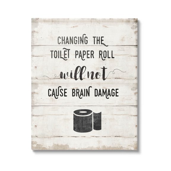 Stupell Industries Changing Toilet Paper Funny Graphic Art Gallery Wrapped Canvas Print Wall Art, Design by Amanda Murray