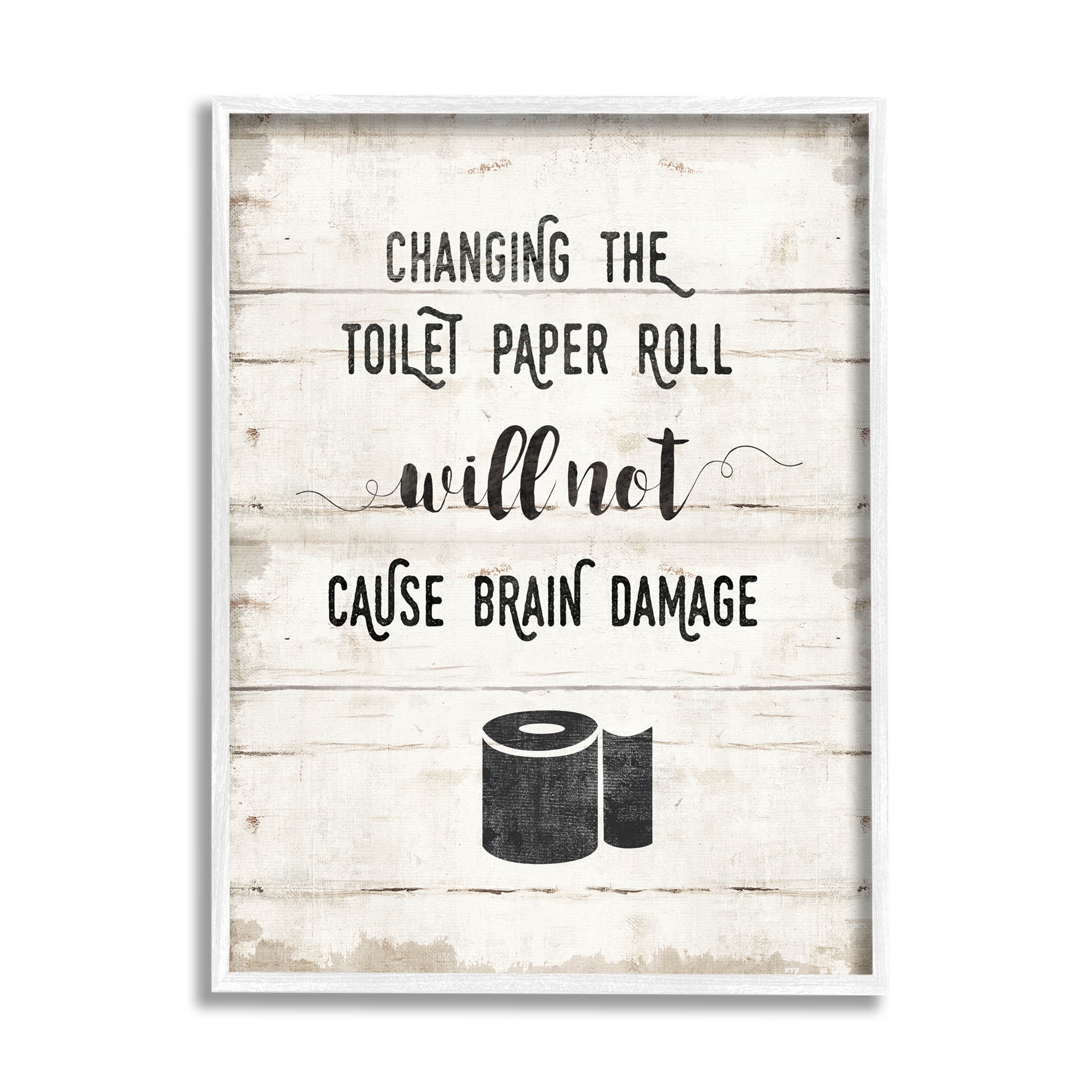 Stupell Industries Changing Toilet Paper Funny Graphic Art White Framed Art Print Wall Art, Design by Amanda Murray