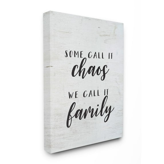 Stupell Industries Chaos Home Family Inspirational Word On Wood Texture Design Canvas Wall Art by Lettered and Lined