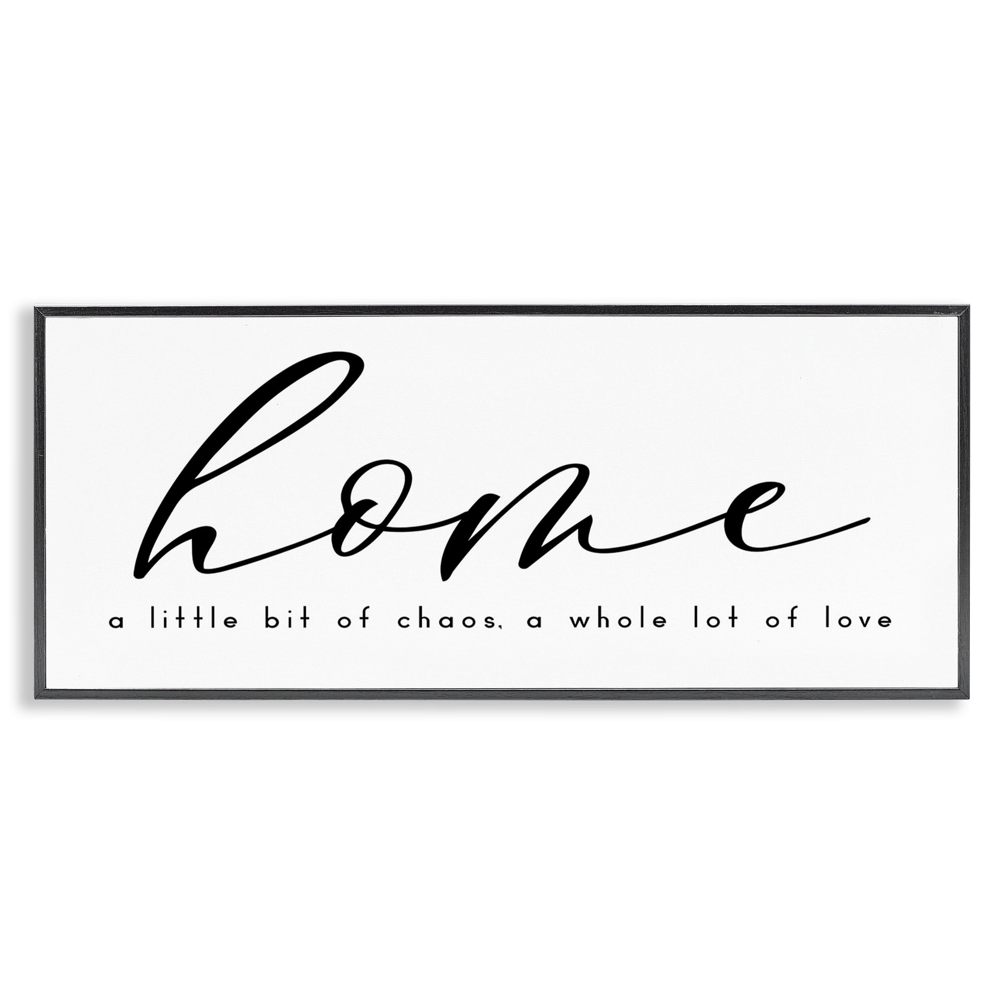 Stupell Industries Chaos & Love Phrase Typography Painting Black Framed Art Print Wall Art, 24 x 10