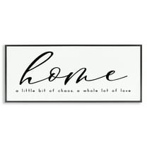 Stupell Industries Chaos & Love Phrase Typography Painting Black Framed Art Print Wall Art, 24 x 10