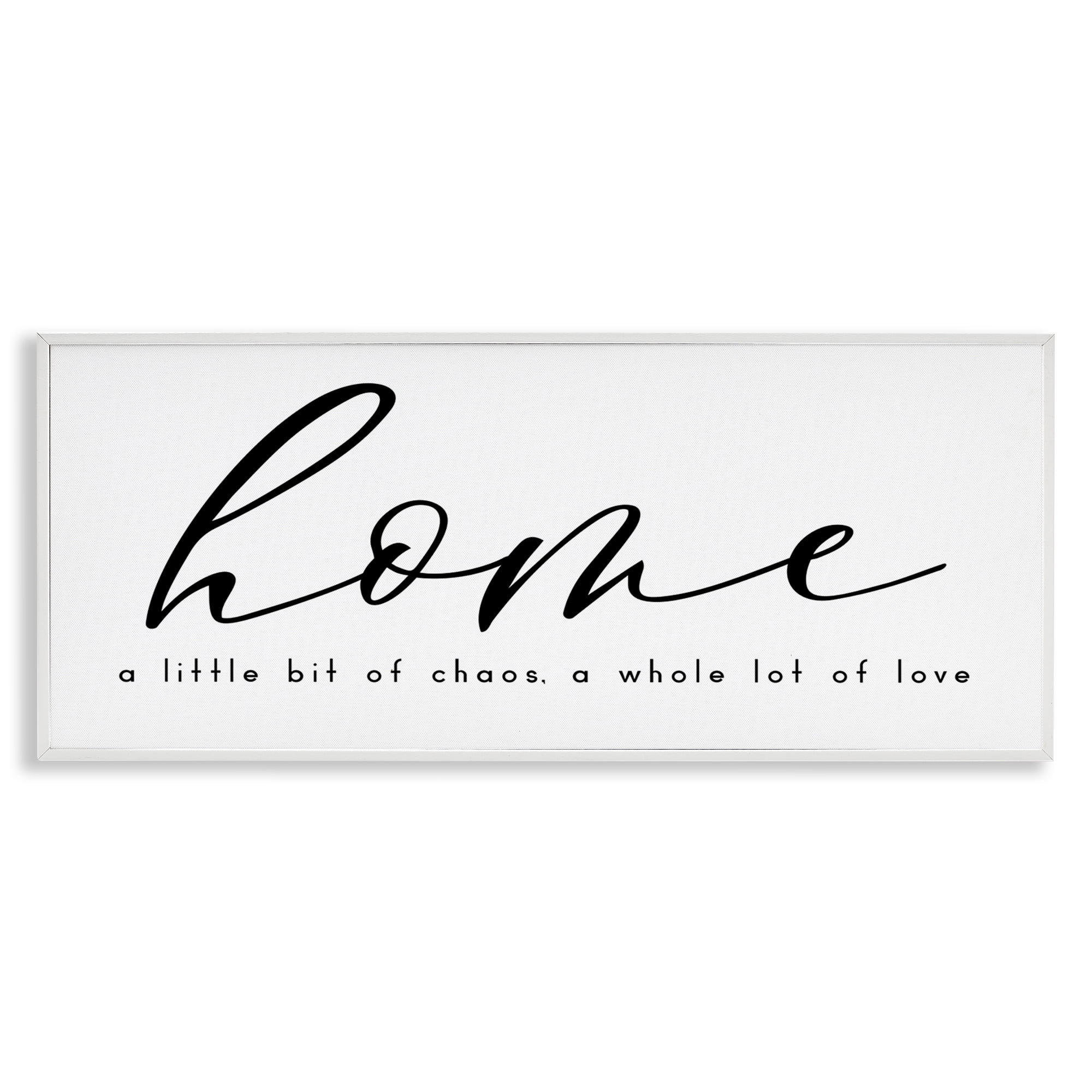 Stupell Industries Chaos & Love Phrase Typography Painting White Framed Art Print Wall Art, 24 x 10