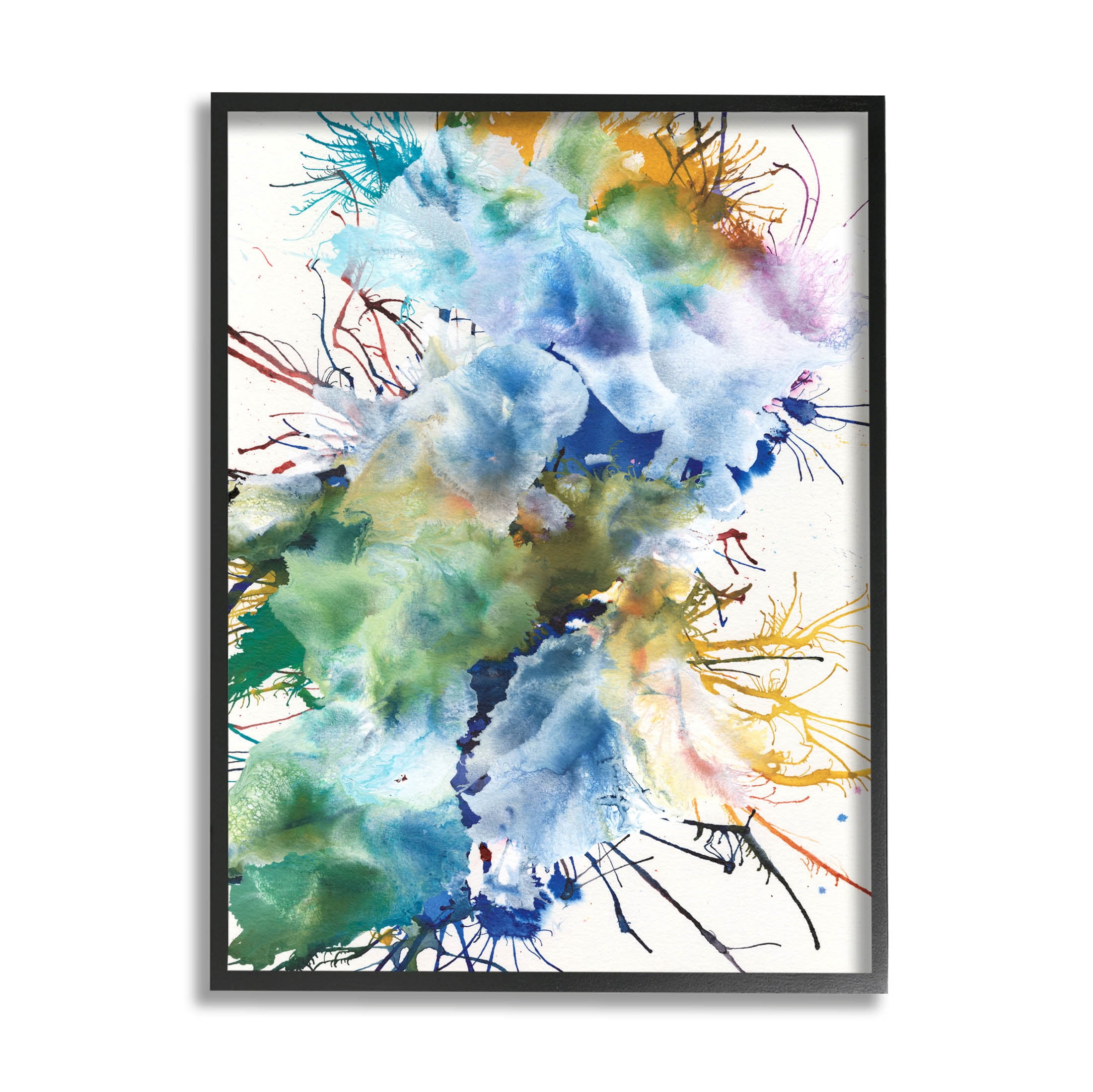 Stupell Industries Chaotic Abstract Rainbow Shapes Graphic Art Black Framed Art Print Wall Art, Design by Jodi Fuchs