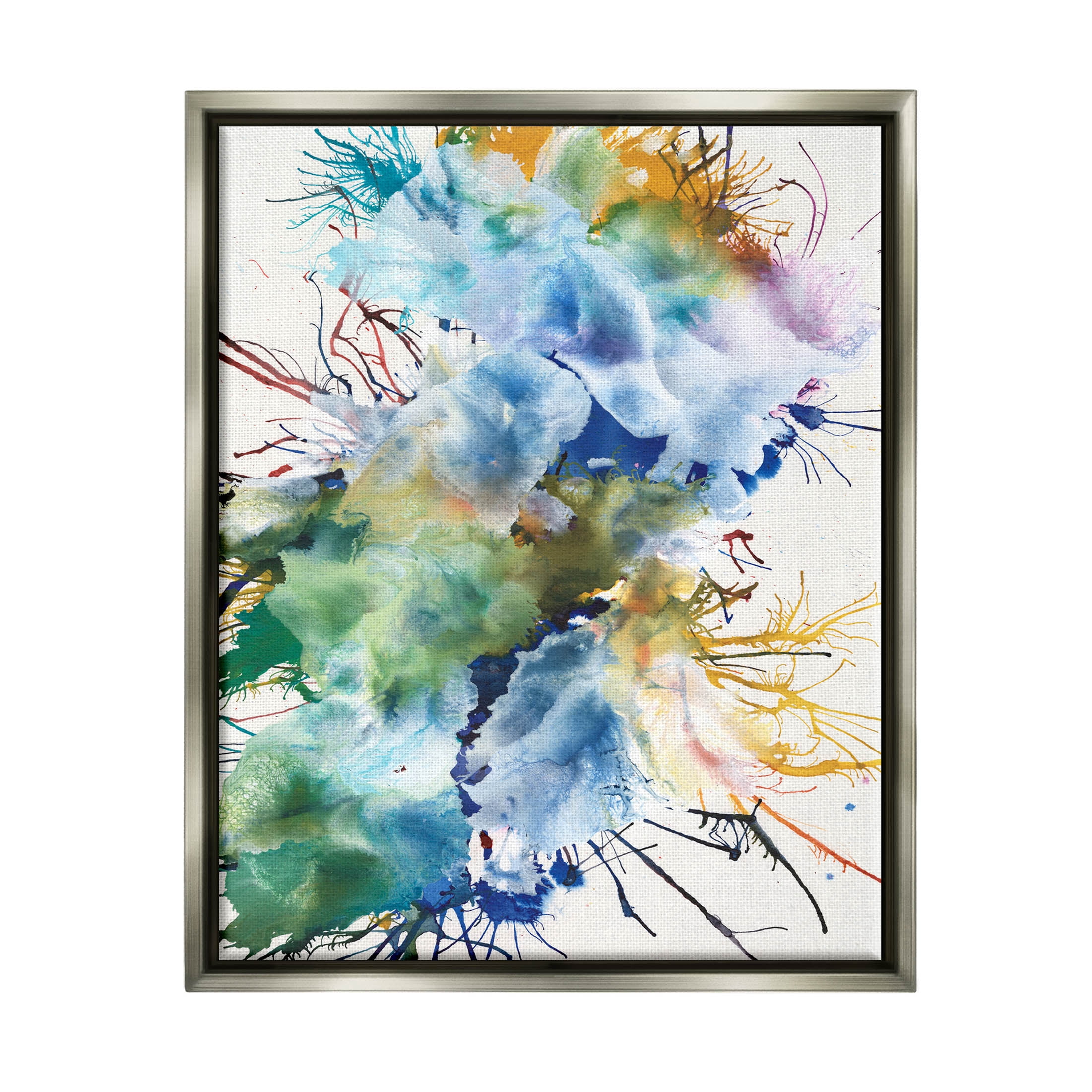 Stupell Industries Chaotic Abstract Rainbow Shapes Graphic Art Luster Gray Floating Framed Canvas Print Wall Art, Design by Jodi Fuchs