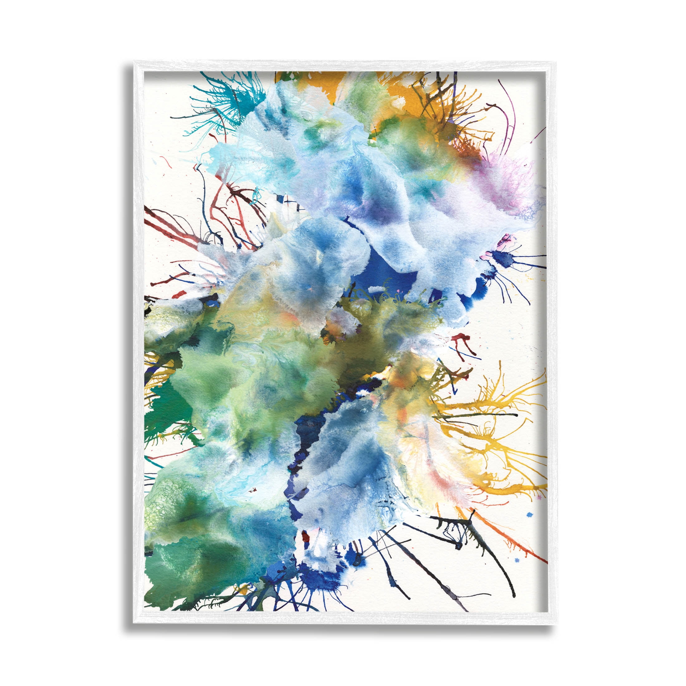 Stupell Industries Chaotic Abstract Rainbow Shapes Graphic Art White Framed Art Print Wall Art, Design by Jodi Fuchs