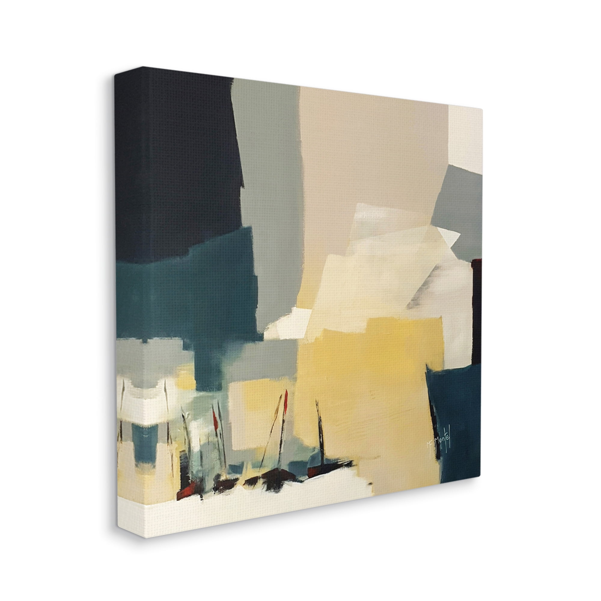Stupell Industries Chaotic After Storm Inspired Abstraction Blue Yellow,24 x 24,Designed by Fanou Montel