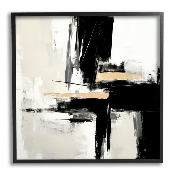 Stupell Industries Chaotic Black Abstract Abstract Painting Black Framed Art Print Wall Art, 12 x 12