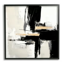 Stupell Industries Chaotic Black Abstract Abstract Painting Black Framed Art Print Wall Art, 12 x 12