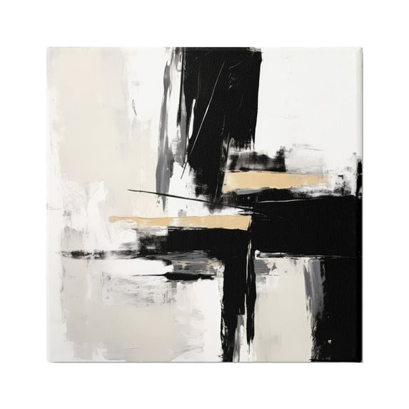 Stupell Industries Chaotic Black Abstract Abstract Painting Gallery Wrapped Canvas Art Print Wall Art, 24 x 24