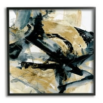 Stupell Industries Chaotic Black & Glam Abstract Painting Black Framed Art Print Wall Art, 12 x 12