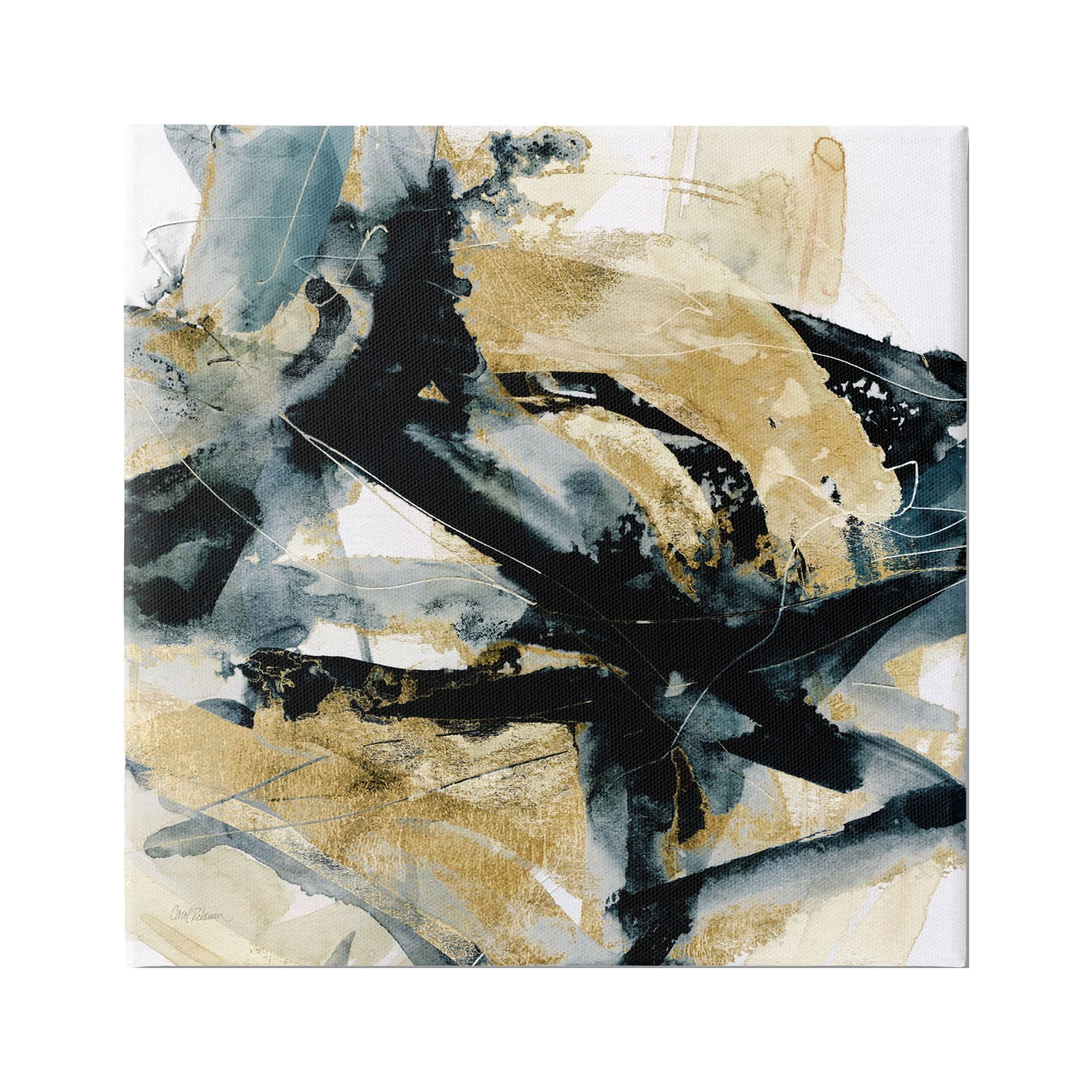 Stupell Industries Chaotic Black & Glam Abstract Painting Gallery Wrapped Canvas Art Print Wall Art, 30 x 30