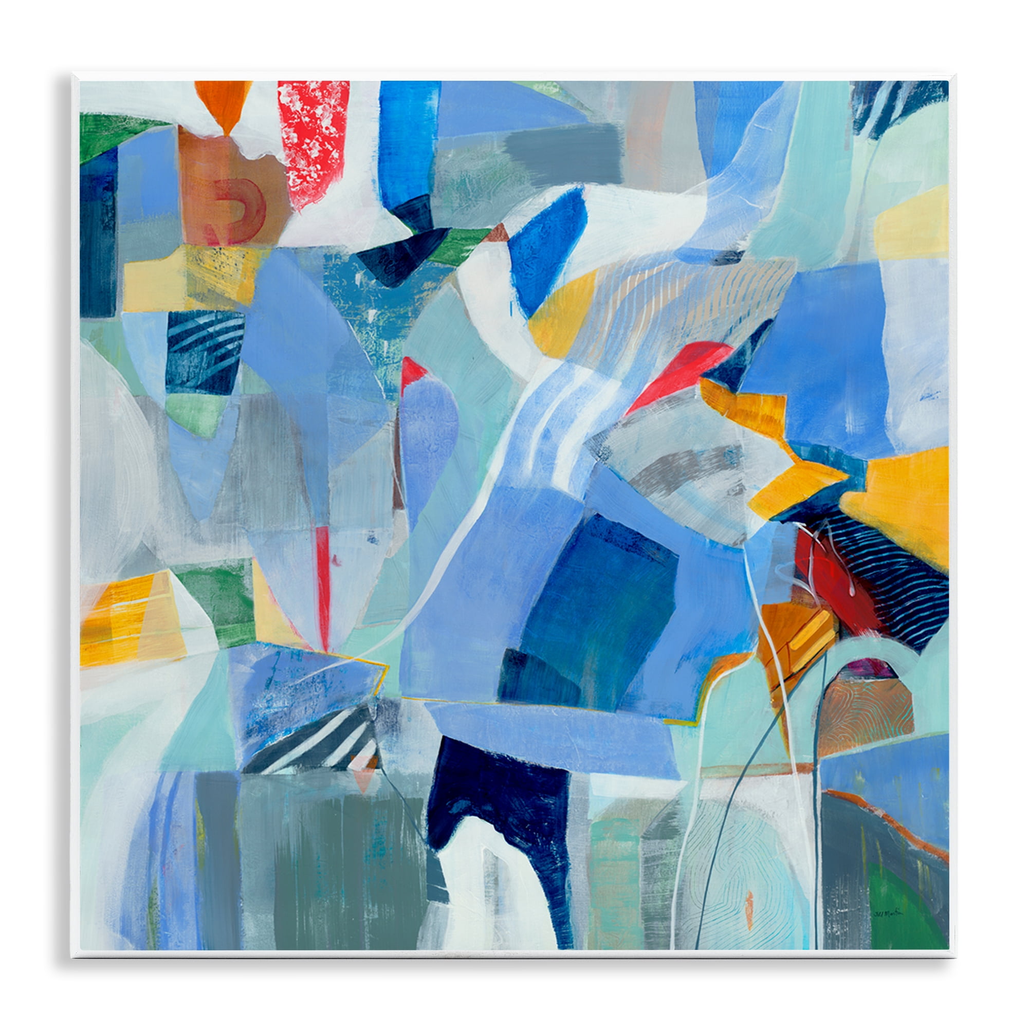 Stupell Industries Chaotic Blue Composition Abstract Painting Unframed Art Print Wall Art, 12 x 12