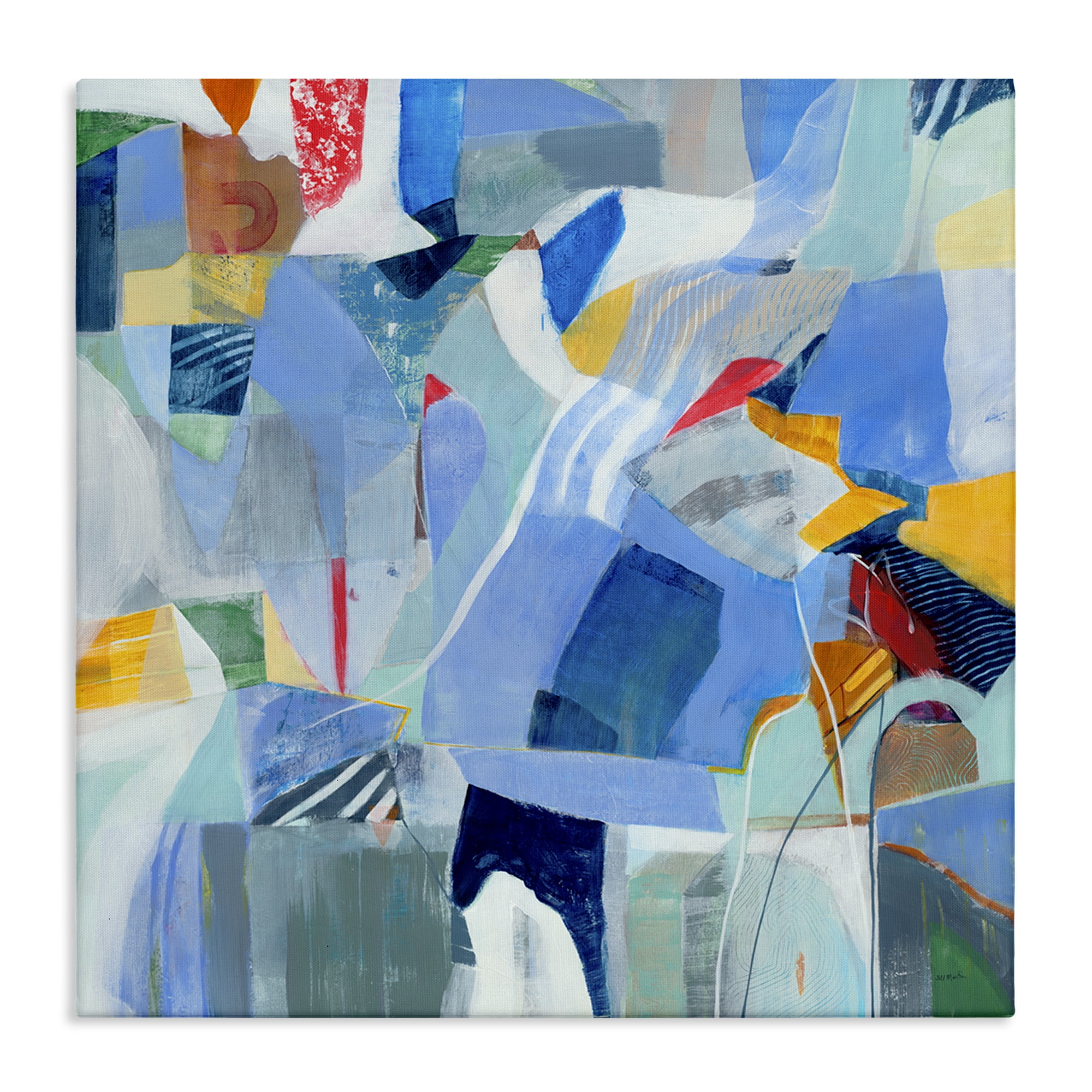 Stupell Industries Chaotic Blue Composition Abstract Painting Wrapped Canvas Art Print Wall Art, 24 x 24