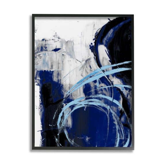 Stupell Industries Chaotic Blue Movements Indigo Abstract Design Black Framed, 24 x 30, Design by Ethan Harper