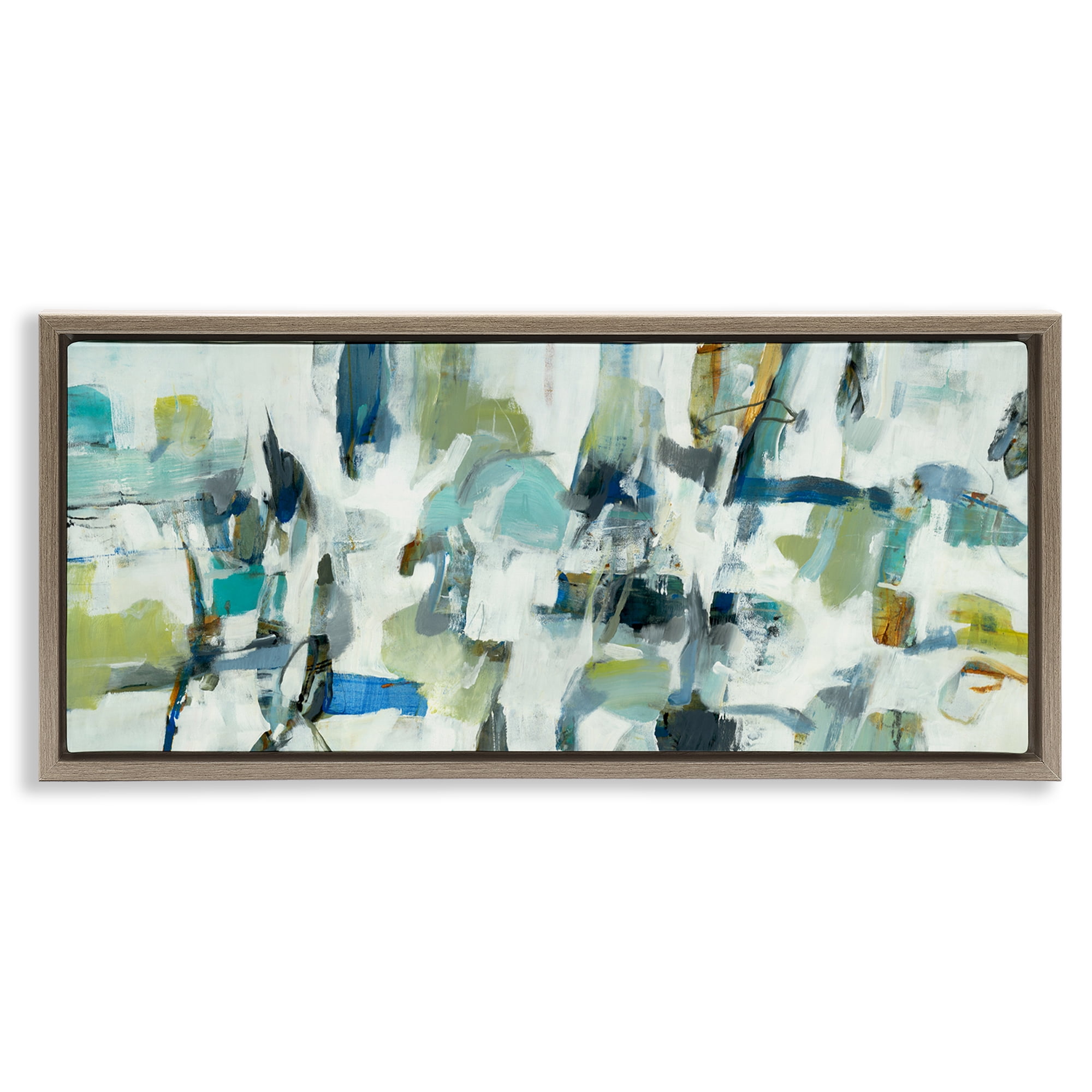 Stupell Industries Chaotic Brush Strokes Layered Abstract Painting Brown Floater Framed Canvas Art Print Wall Art, 25 x 11