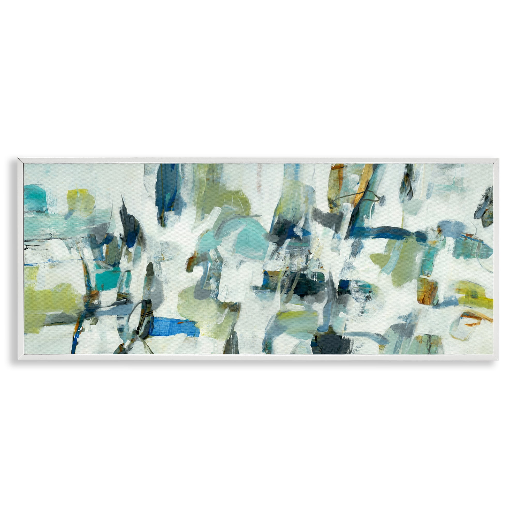 Stupell Industries Chaotic Brush Strokes Layered Abstract Painting White Framed Art Print Wall Art, 24 x 10