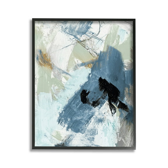 Stupell Industries Chaotic Brush Strokes Pattern Abstract Painting Black Framed Art Print Wall Art, 11 x 14