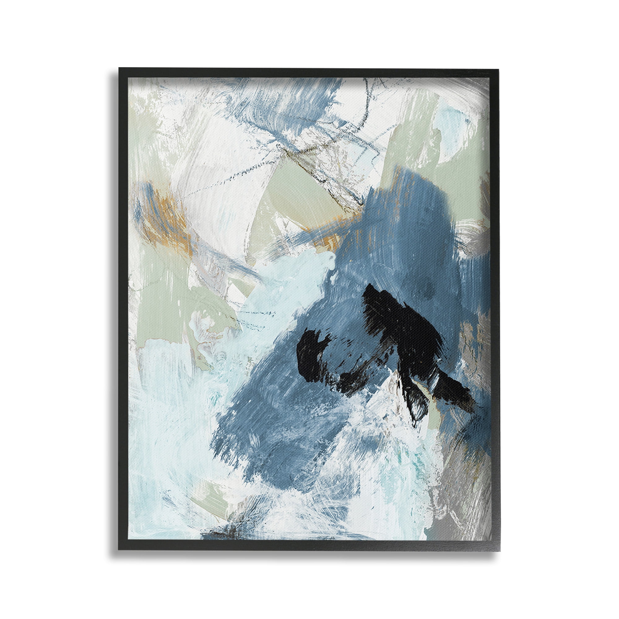 Stupell Industries Chaotic Brush Strokes Pattern Abstract Painting Black Framed Art Print Wall Art, 16 x 20