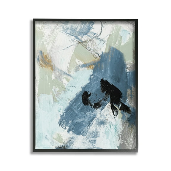 Stupell Industries Chaotic Brush Strokes Pattern Abstract Painting Black Framed Art Print Wall Art, 24 x 30