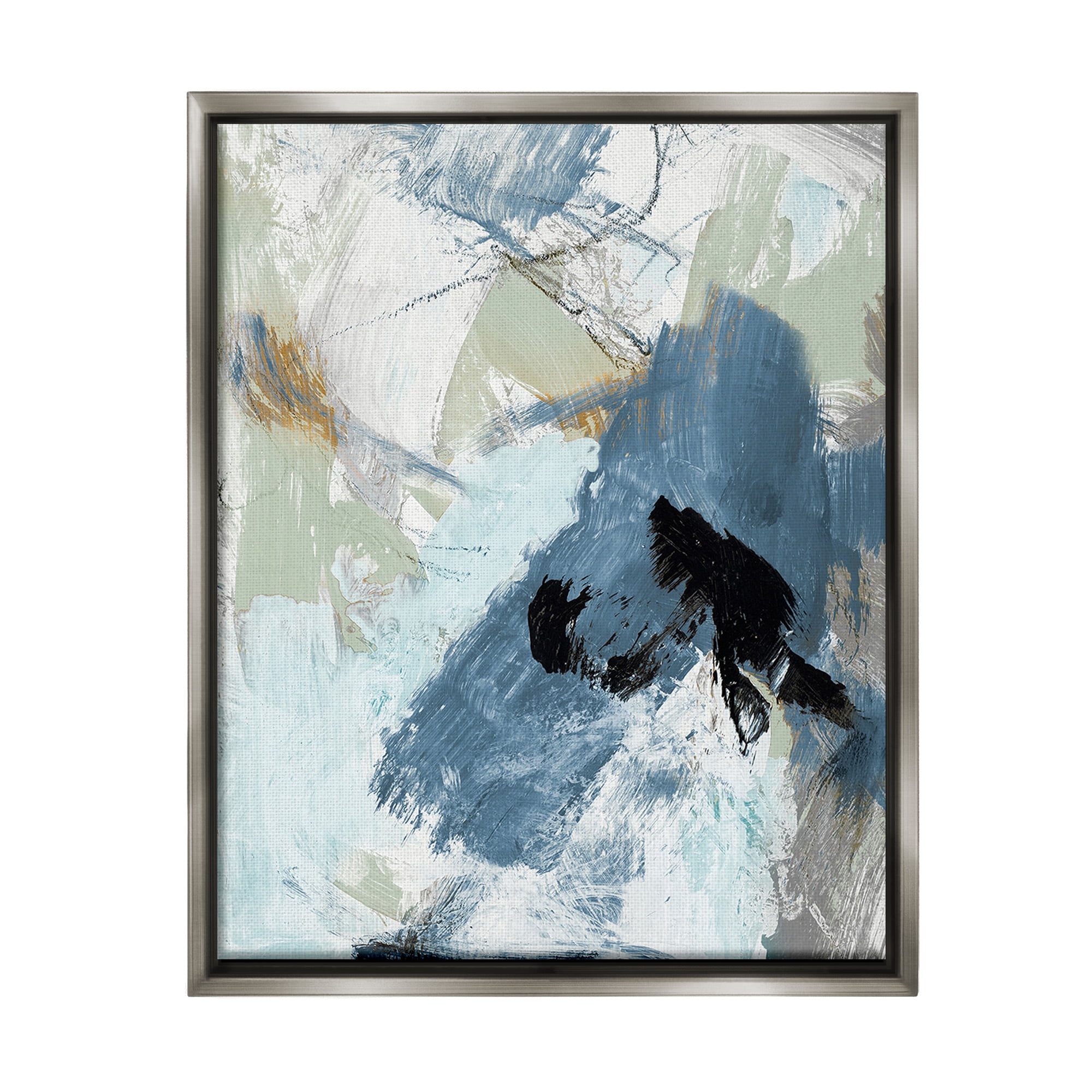Stupell Industries Chaotic Brush Strokes Pattern Abstract Painting Gray Floater Framed Canvas Art Print Wall Art, 25 x 31