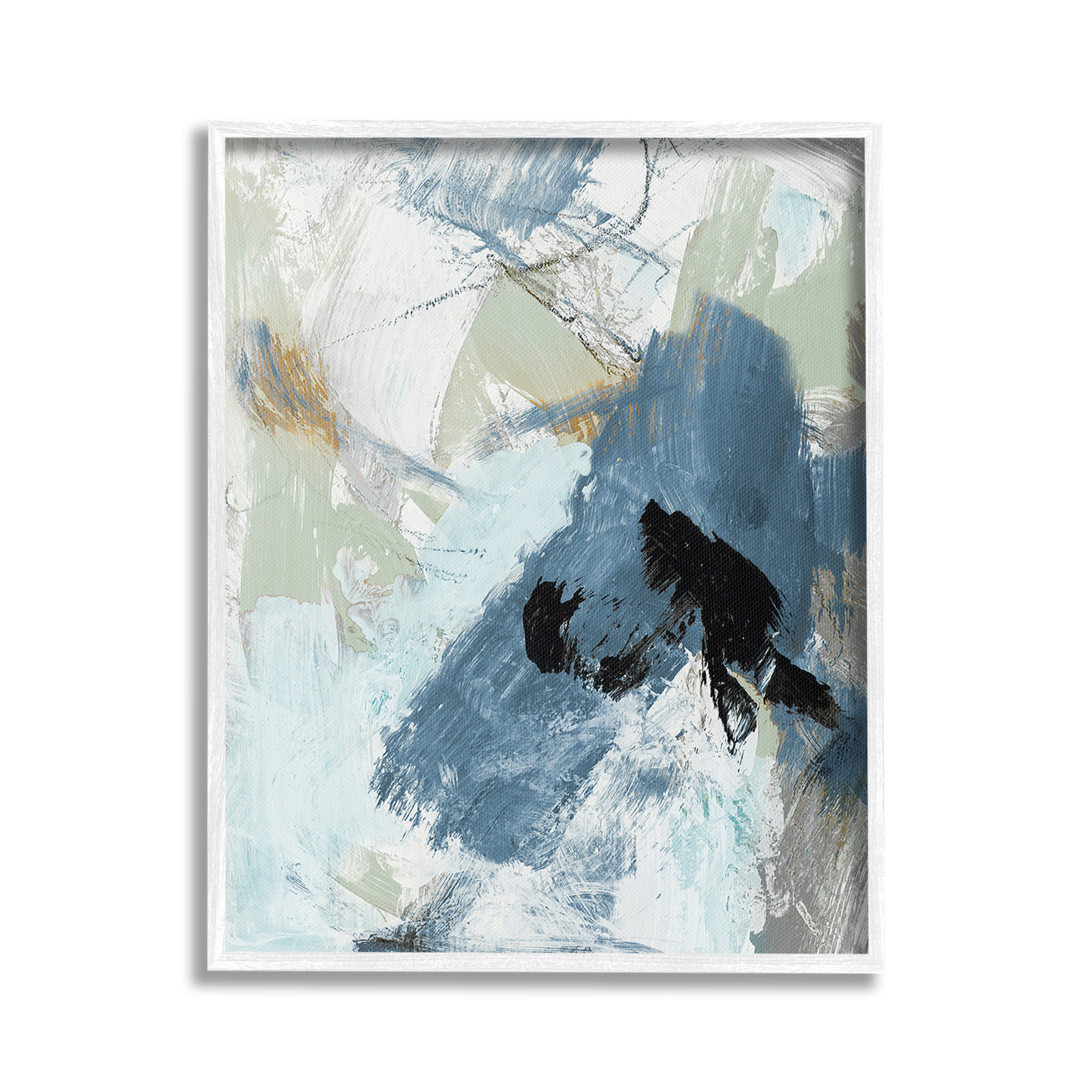 Stupell Industries Chaotic Brush Strokes Pattern Abstract Painting White Framed Art Print Wall Art, 24 x 30