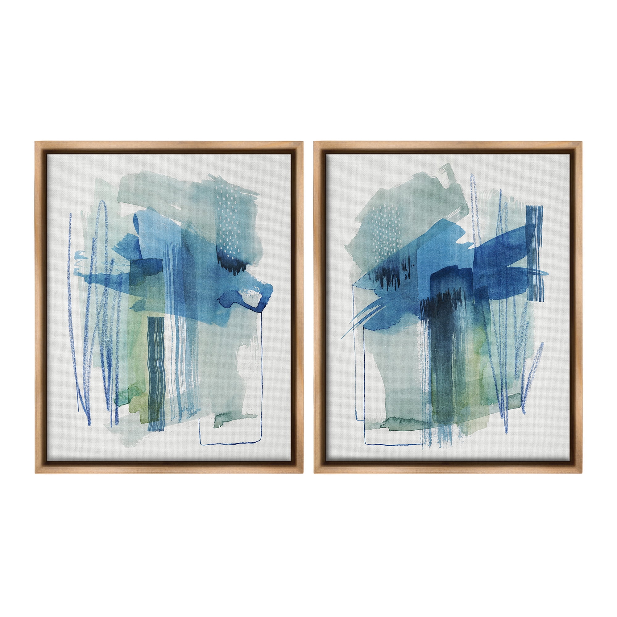 Stupell Industries Chaotic Brushed Watercolor Abstract Painting Brown Floater Framed Canvas Art Print Wall Art, 25 x 31, Set of 2