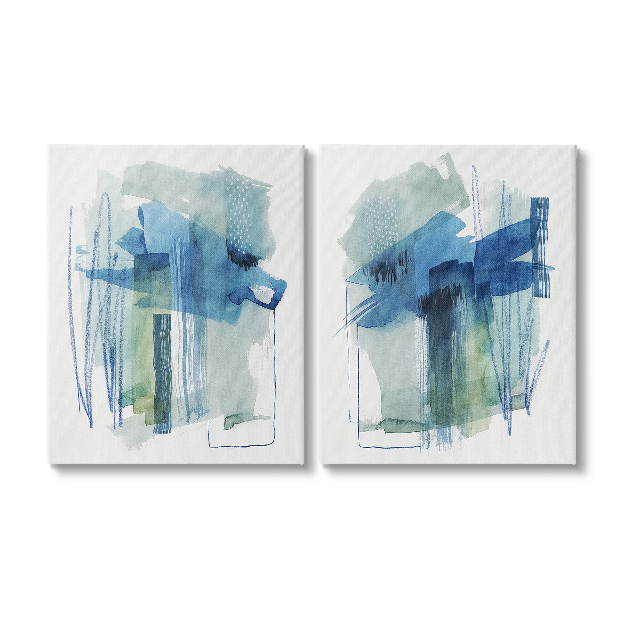 Stupell Industries Chaotic Brushed Watercolor Abstract Painting Gallery Wrapped Canvas Art Print Wall Art, 24 x 30, Set of 2