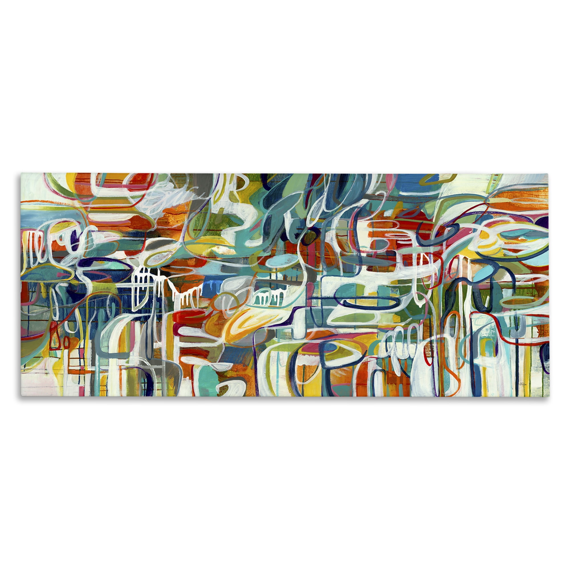 Stupell Industries Chaotic Doodle Shapes Abstract Painting Gallery Wrapped Canvas Art Print Wall Art, 48 x 20