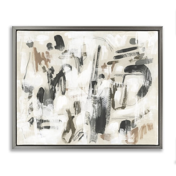 Stupell Industries Chaotic Earthy Strokes Abstract Painting Gray Floater Framed Canvas Art Print Wall Art, 21 x 17