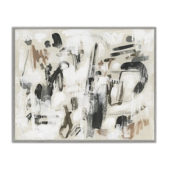 Stupell Industries Chaotic Earthy Strokes Abstract Painting Gray Framed Art Print Wall Art, 20 x 16