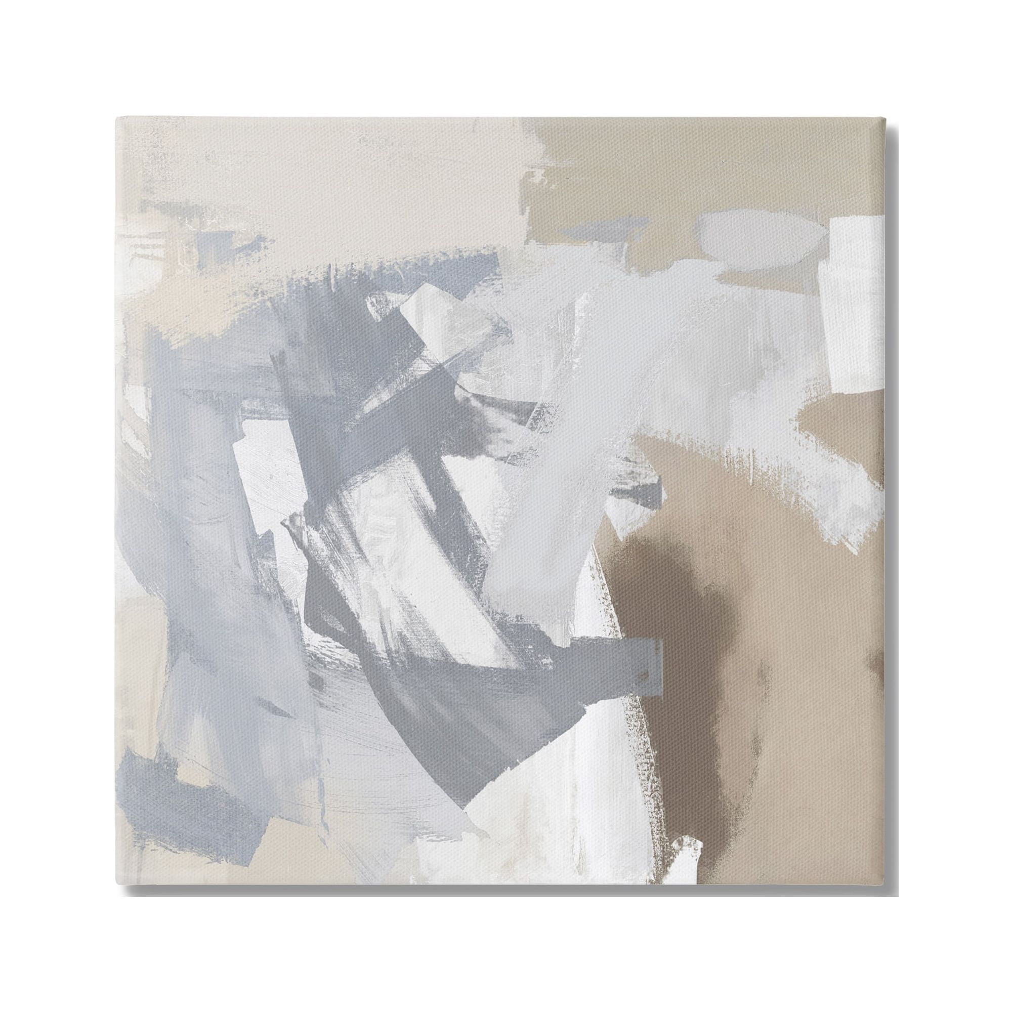 Stupell Industries Chaotic Gray & Beige Abstract Painting Gallery Wrapped Canvas Art Print Wall Art, 17 x 17