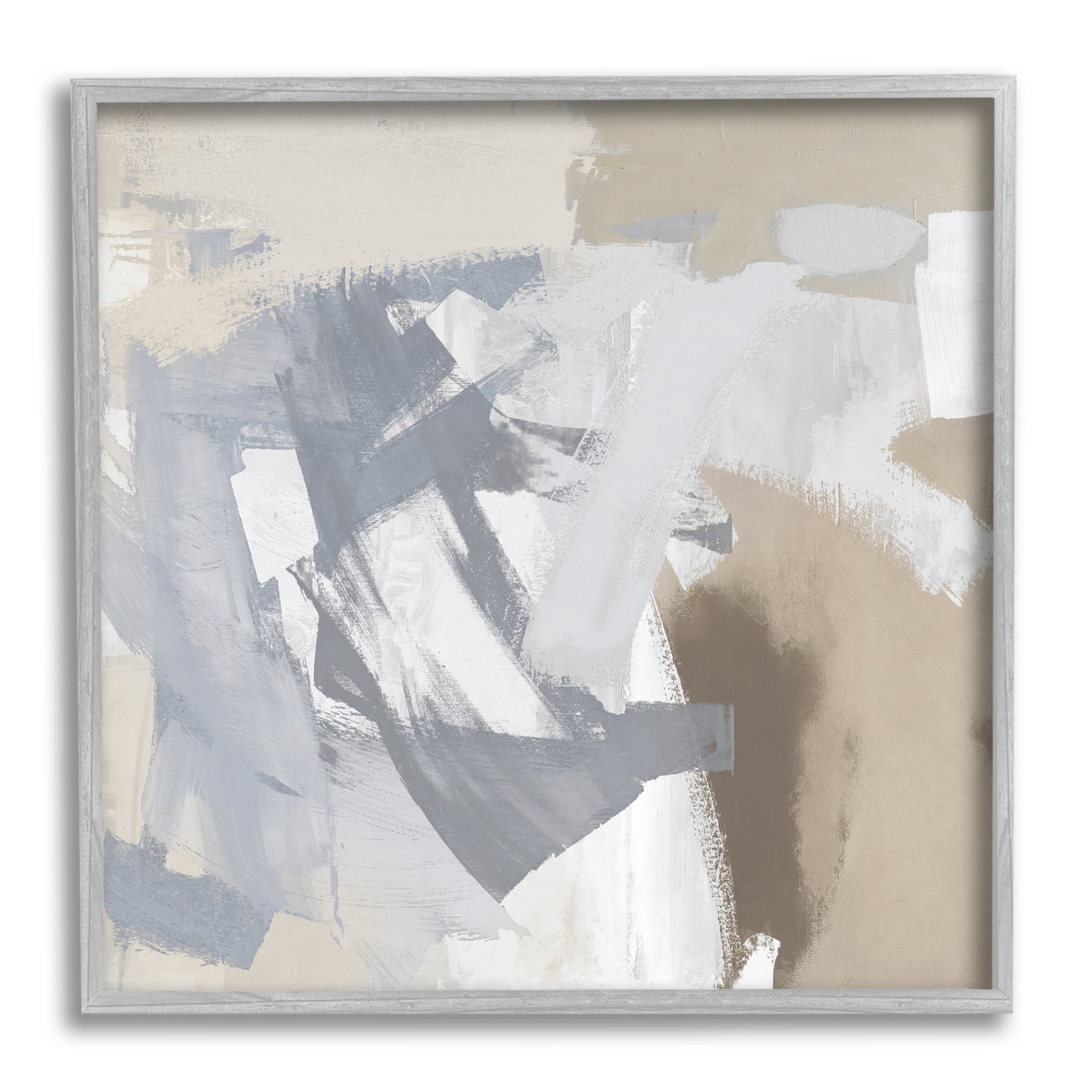 Stupell Industries Chaotic Gray & Beige Abstract Painting Gray Framed Art Print Wall Art, 12 x 12
