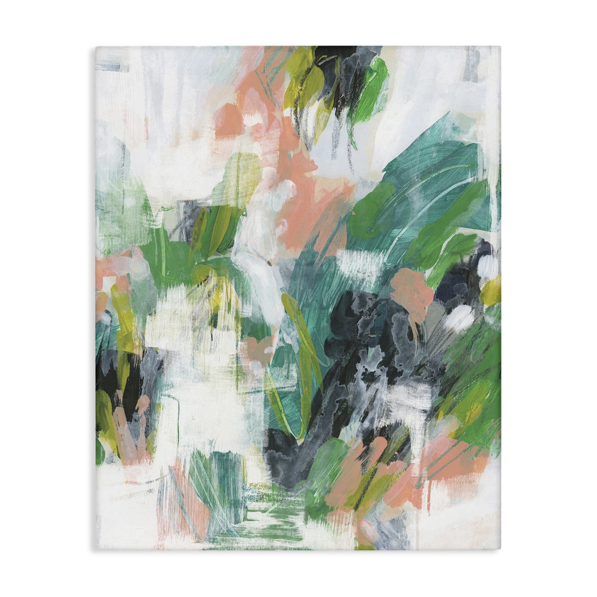 Stupell Industries Chaotic Green Paint Strokes Abstract Painting Gallery Wrapped Canvas Art Print Wall Art, 30 x 40