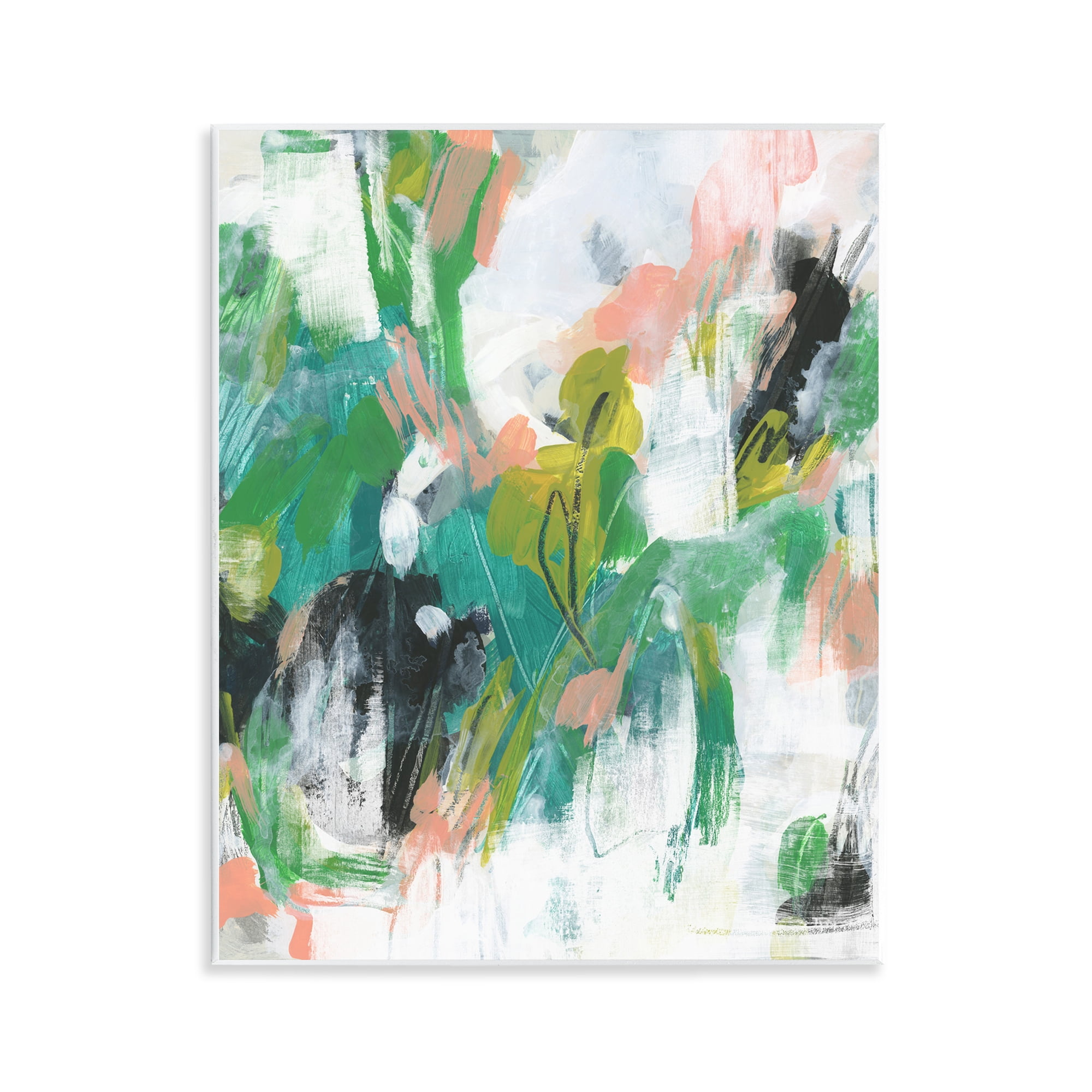 Stupell Industries Chaotic Green & Pink Abstract Abstract Painting Unframed Art Print Wall Art, 11 x 14