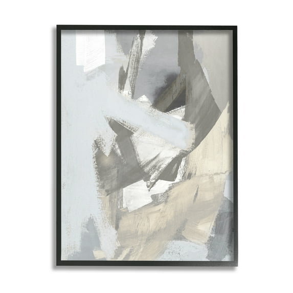 Stupell Industries Chaotic Grey Abstraction Abstract Painting Black Framed Art Print Wall Art, 16 x 20
