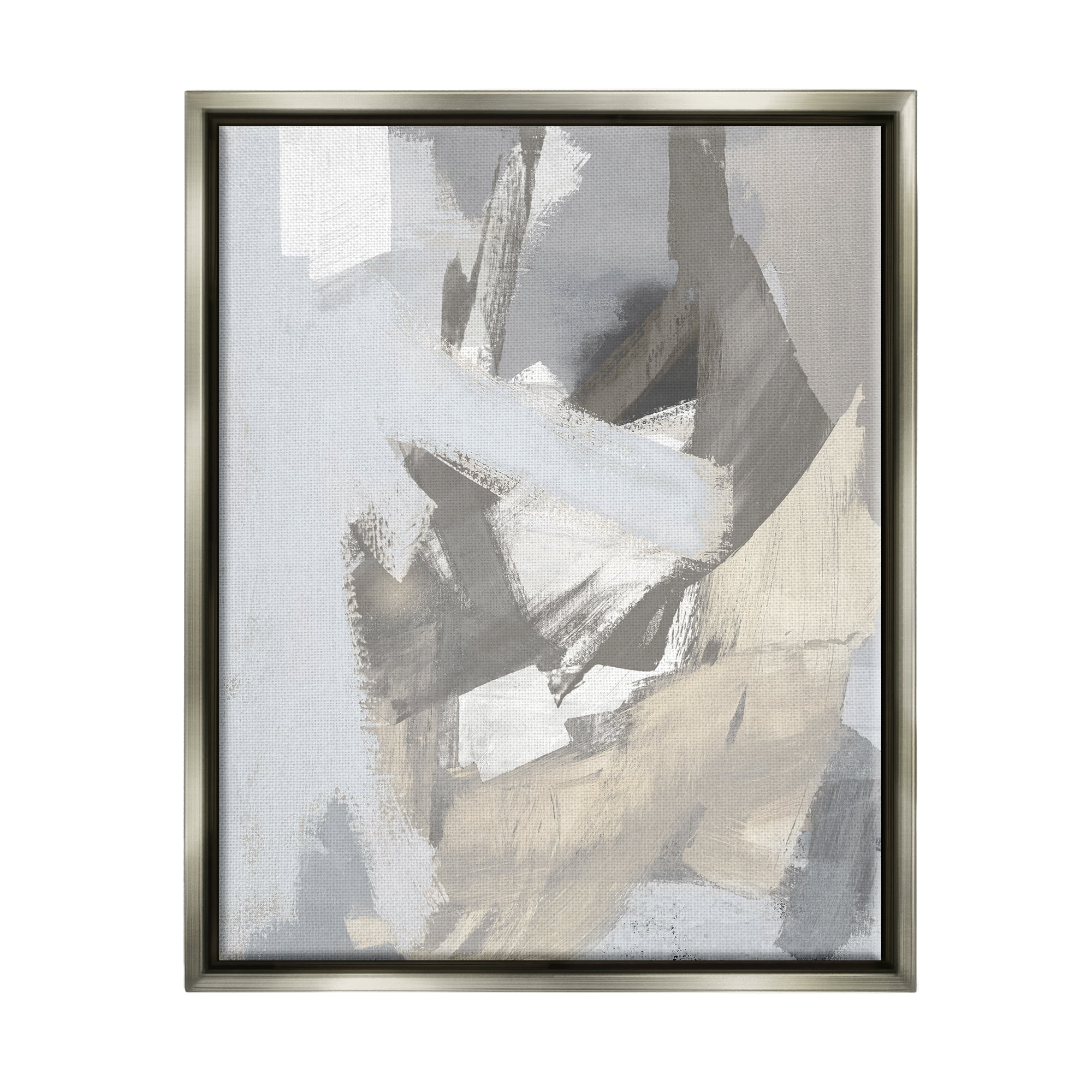 Stupell Industries Chaotic Grey Abstraction Abstract Painting Gray Floater Framed Canvas Art Print Wall Art, 17 x 21