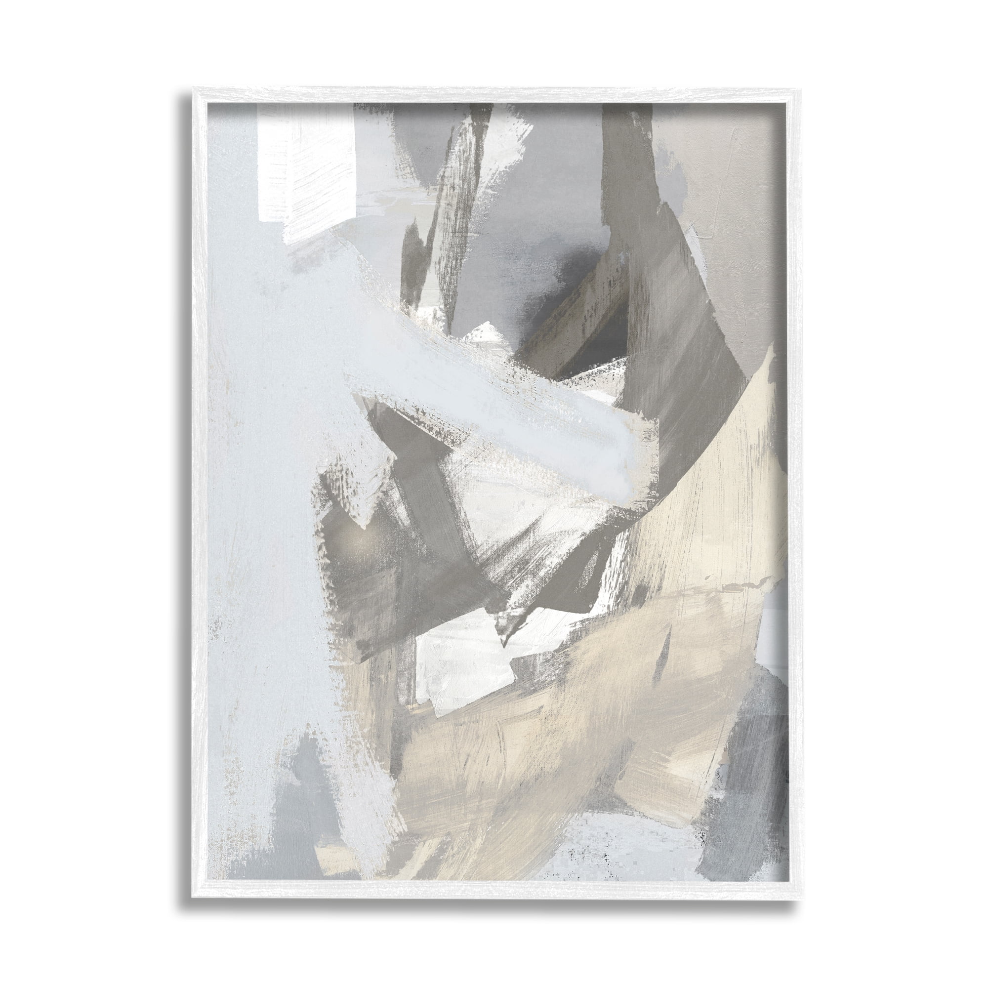 Stupell Industries Chaotic Grey Abstraction Abstract Painting White Framed Art Print Wall Art, 16 x 20
