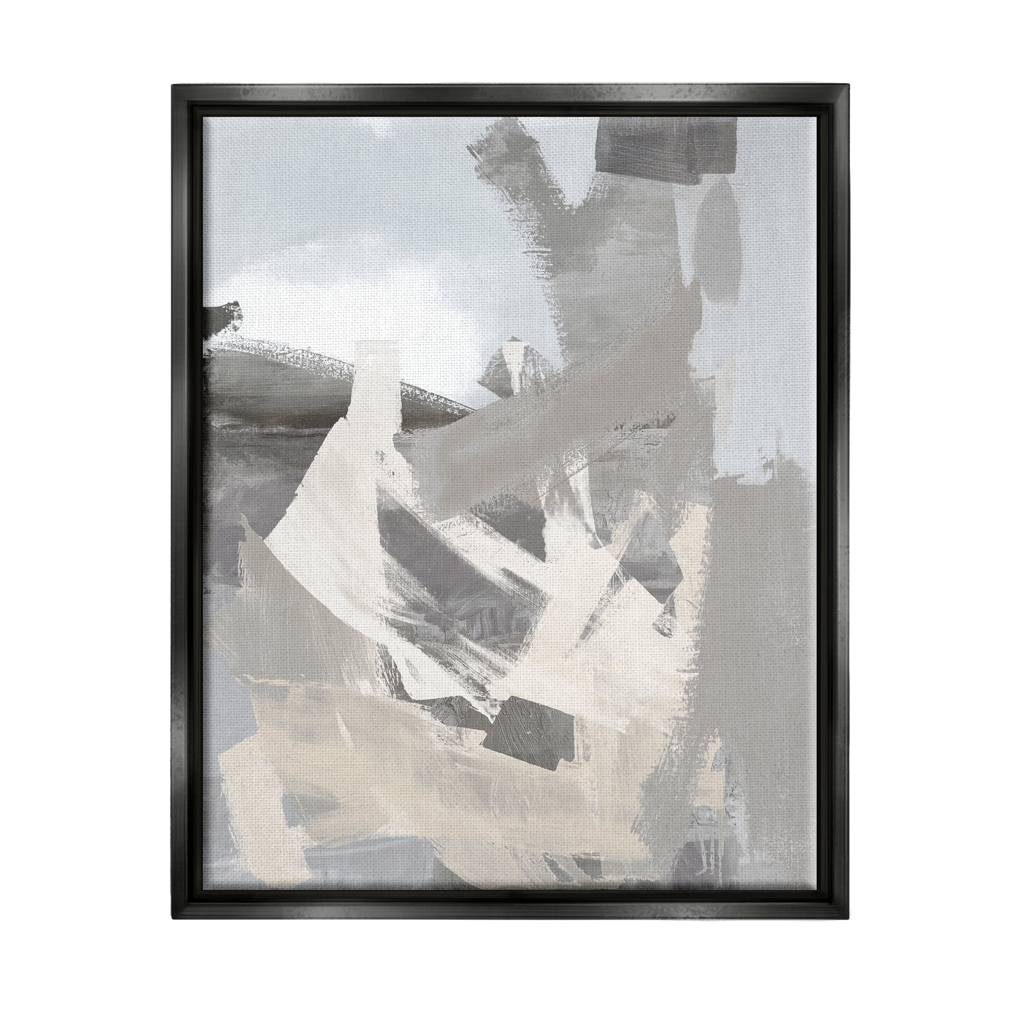 Stupell Industries Chaotic Grey Painting Abstract Painting Black Floater Framed Canvas Art Print Wall Art, 17 x 21