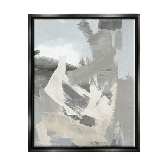 Stupell Industries Chaotic Grey Painting Abstract Painting Black Floater Framed Canvas Art Print Wall Art, 25 x 31