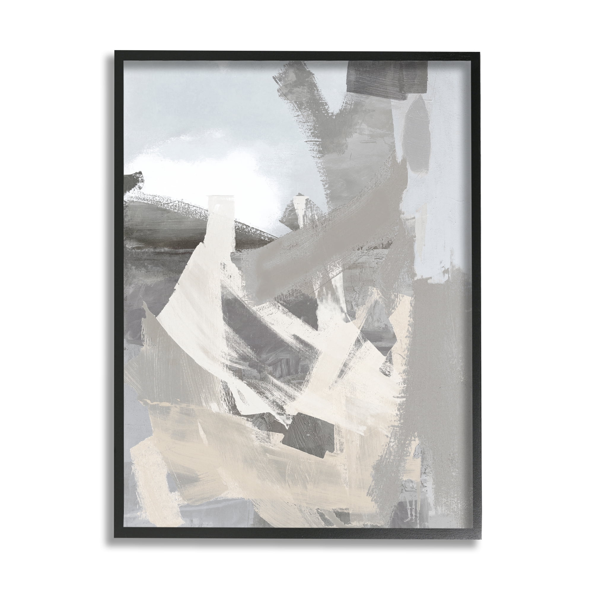Stupell Industries Chaotic Grey Painting Abstract Painting Black Framed Art Print Wall Art, 24 x 30