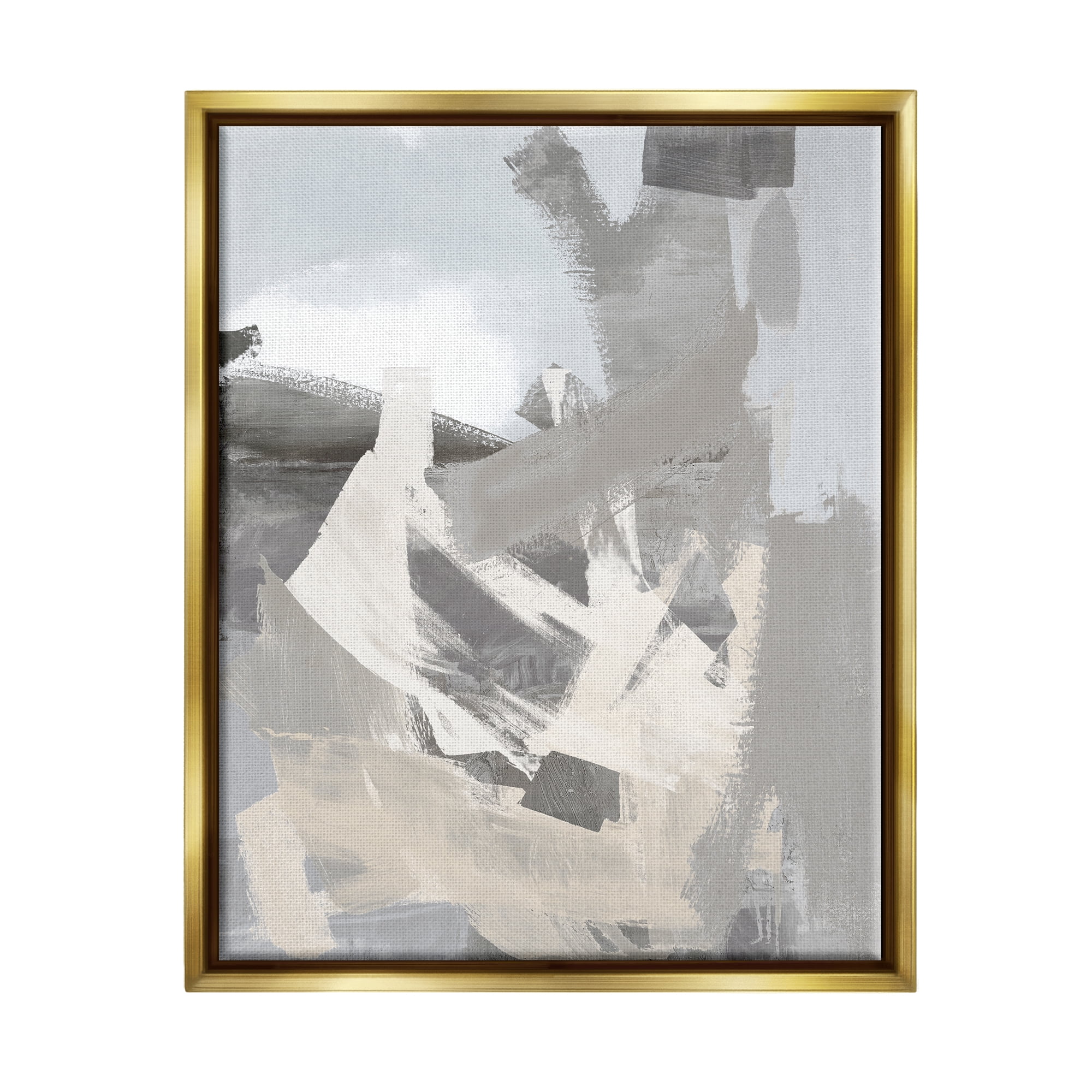 Stupell Industries Chaotic Grey Painting Abstract Painting Gold Floater Framed Canvas Art Print Wall Art, 25 x 31