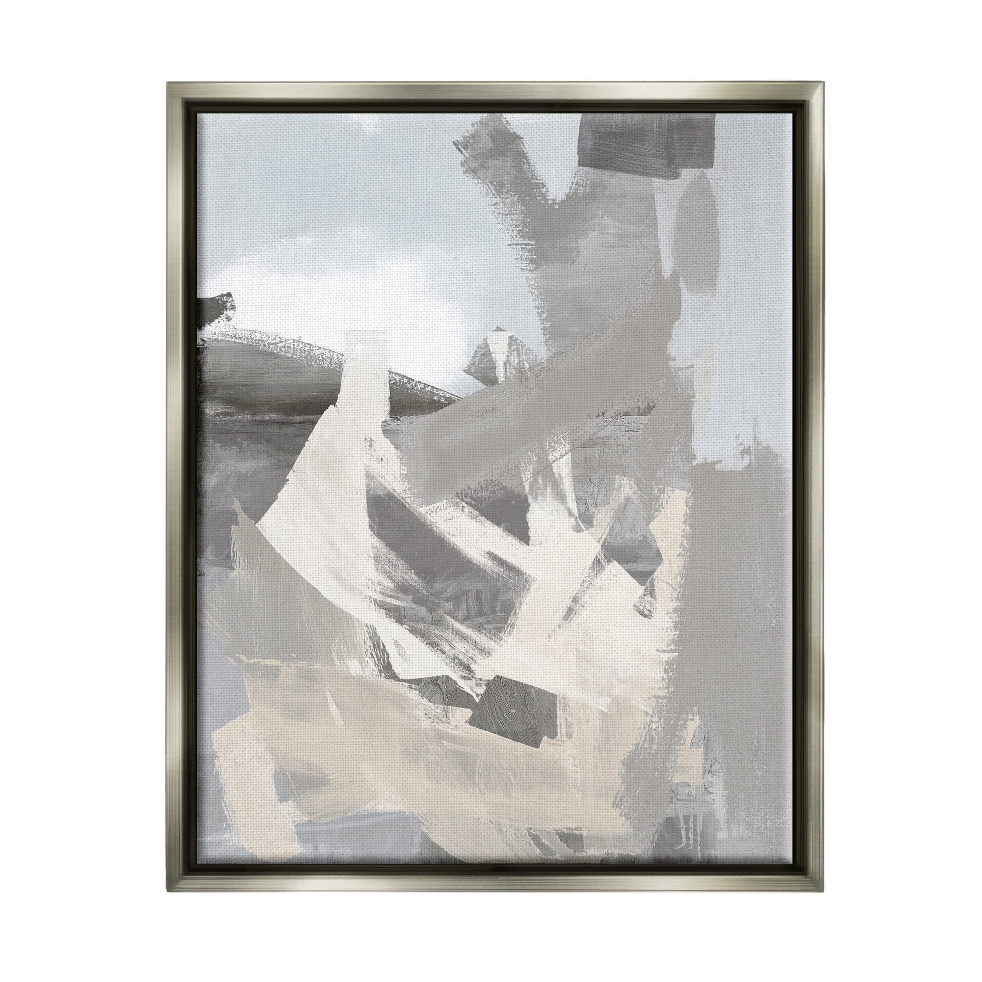 Stupell Industries Chaotic Grey Painting Abstract Painting Gray Floater Framed Canvas Art Print Wall Art, 25 x 31