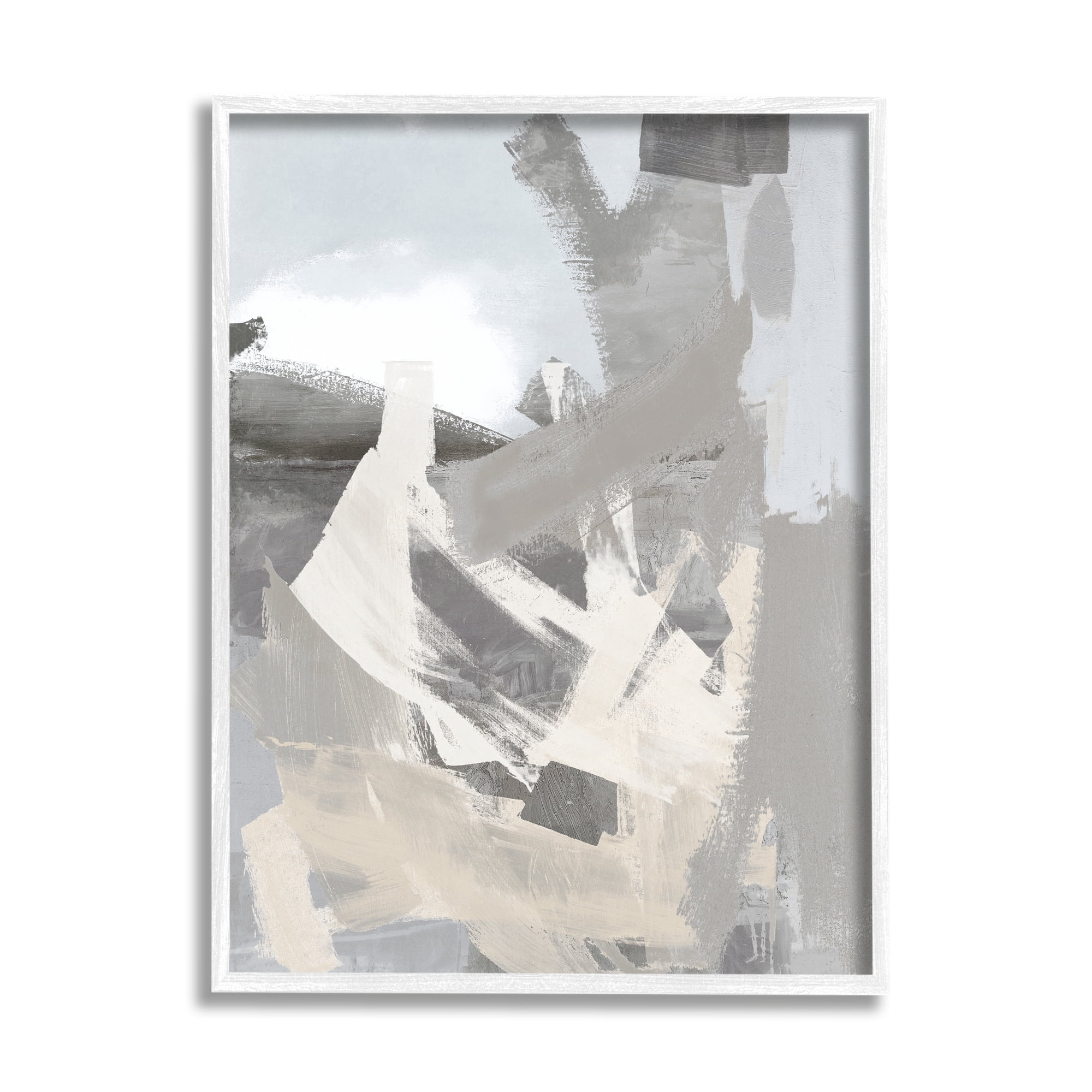Stupell Industries Chaotic Grey Painting Abstract Painting White Framed Art Print Wall Art, 24 x 30