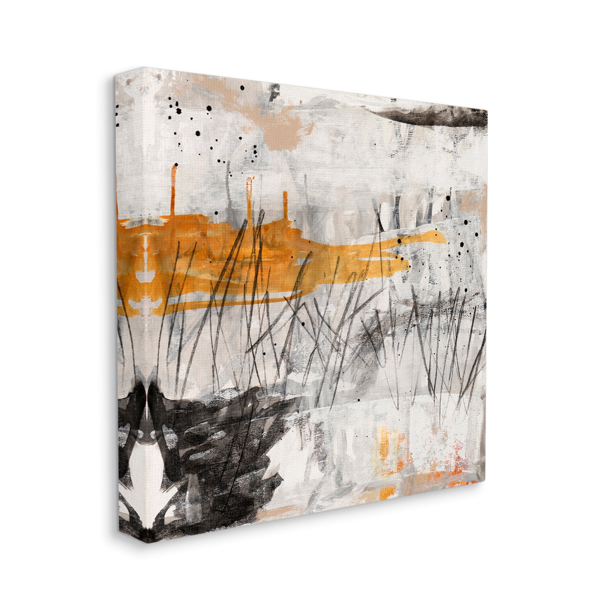 Stupell Industries Chaotic Linework Abstraction Busy Black Grey Orange, 30 x 30, Designed by Jeffrey Tover
