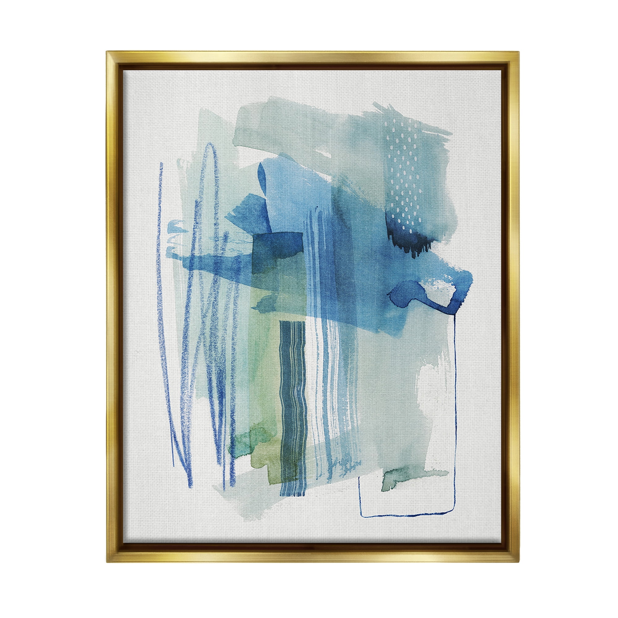 Stupell Industries Chaotic Nautical Abstraction Abstract Painting Gold Floater Framed Canvas Art Print Wall Art, 25 x 31